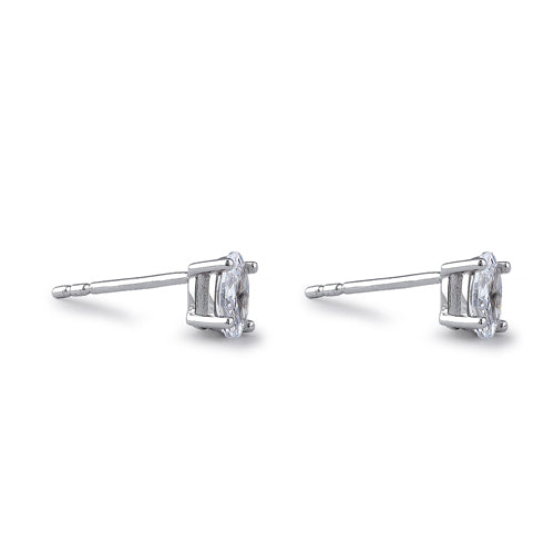 Sterling Silver 3X5mm Oval Cut Basket Setting CZ Earrings