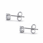 Sterling Silver 3X5mm Oval Cut Basket Setting CZ Earrings