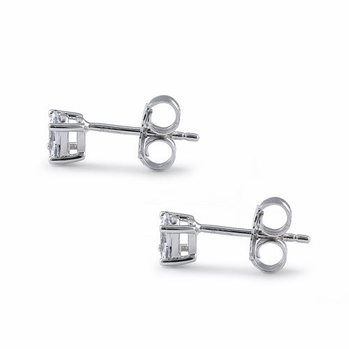 Sterling Silver 3X5mm Oval Cut Basket Setting CZ Earrings