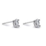 Sterling Silver 4X6mm Oval Cut Basket Setting CZ Earrings