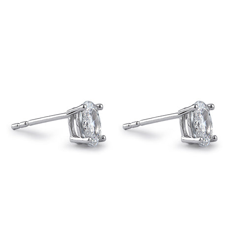 Sterling Silver 4X6mm Oval Cut Basket Setting CZ Earrings