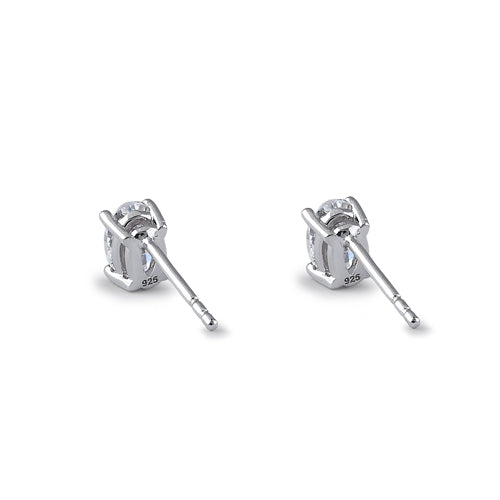 Sterling Silver 4X6mm Oval Cut Basket Setting CZ Earrings