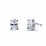 Sterling Silver 5X7mm Oval Cut Basket Setting CZ Earrings