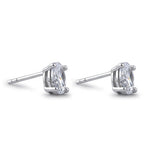 Sterling Silver 5X7mm Oval Cut Basket Setting CZ Earrings