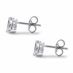 Sterling Silver 5X7mm Oval Cut Basket Setting CZ Earrings