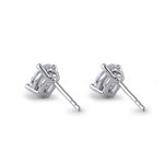 Sterling Silver 5X7mm Oval Cut Basket Setting CZ Earrings
