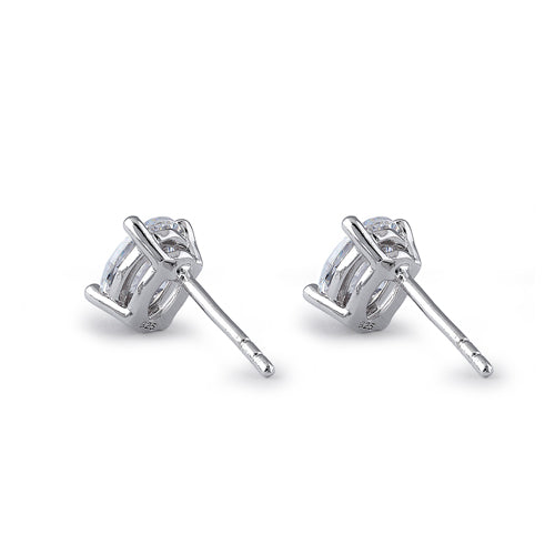 Sterling Silver 5X7mm Oval Cut Basket Setting CZ Earrings