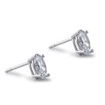 Sterling Silver 6X8mm Oval Cut Basket Setting CZ Earrings