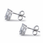 Sterling Silver 6X8mm Oval Cut Basket Setting CZ Earrings