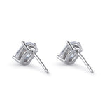 Sterling Silver 6X8mm Oval Cut Basket Setting CZ Earrings