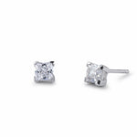 Sterling Silver 4mm Princess Cut Basket Setting CZ Earrings