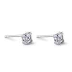 Sterling Silver 4mm Princess Cut Basket Setting CZ Earrings