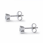 Sterling Silver 4mm Princess Cut Basket Setting CZ Earrings