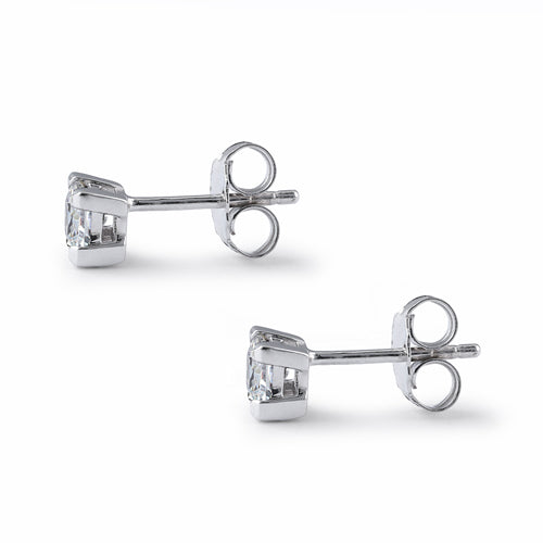 Sterling Silver 4mm Princess Cut Basket Setting CZ Earrings