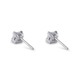 Sterling Silver 4mm Princess Cut Basket Setting CZ Earrings