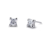 Sterling Silver 5mm Princess Cut Basket Setting CZ Earrings