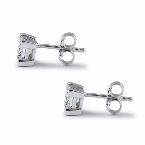 Sterling Silver 5mm Princess Cut Basket Setting CZ Earrings