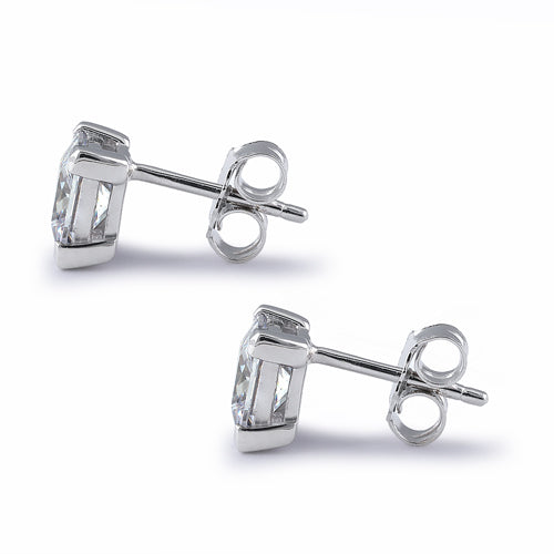 Sterling Silver 6mm Princess Cut Basket Setting CZ Earrings