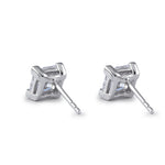 Sterling Silver 6mm Princess Cut Basket Setting CZ Earrings