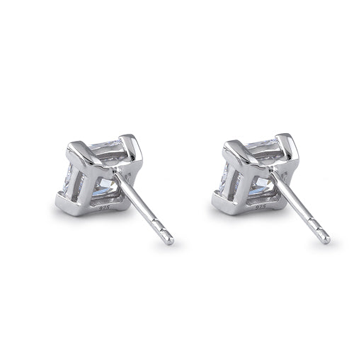 Sterling Silver 6mm Princess Cut Basket Setting CZ Earrings