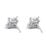 Sterling Silver 7mm Princess Cut Basket Setting CZ Earrings