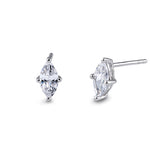 Sterling Silver 4X8mm Marquise Cut Basket Setting CZ Earrings