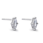 Sterling Silver 4X8mm Marquise Cut Basket Setting CZ Earrings