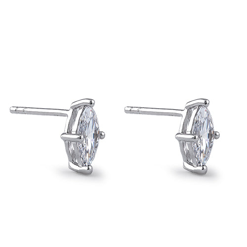 Sterling Silver 4X8mm Marquise Cut Basket Setting CZ Earrings