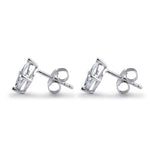 Sterling Silver 4X8mm Marquise Cut Basket Setting CZ Earrings
