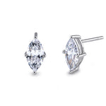 Sterling Silver 5X10mm Marquise Cut Basket Setting CZ Earrings