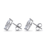 Sterling Silver 5X10mm Marquise Cut Basket Setting CZ Earrings