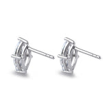 Sterling Silver 5X10mm Marquise Cut Basket Setting CZ Earrings