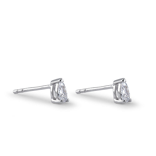 Sterling Silver 3X5mm Pear Cut Basket Setting CZ Earrings