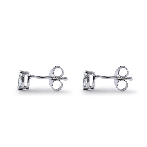 Sterling Silver 3X5mm Pear Cut Basket Setting CZ Earrings