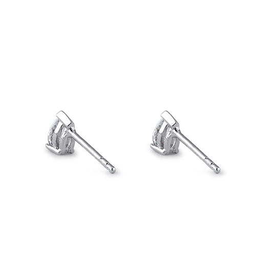 Sterling Silver 3X5mm Pear Cut Basket Setting CZ Earrings