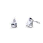 Sterling Silver 4X6mm Pear Cut Basket Setting CZ Earrings