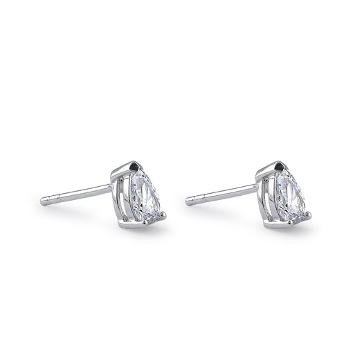 Sterling Silver 4X6mm Pear Cut Basket Setting CZ Earrings