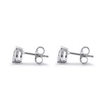 Sterling Silver 4X6mm Pear Cut Basket Setting CZ Earrings