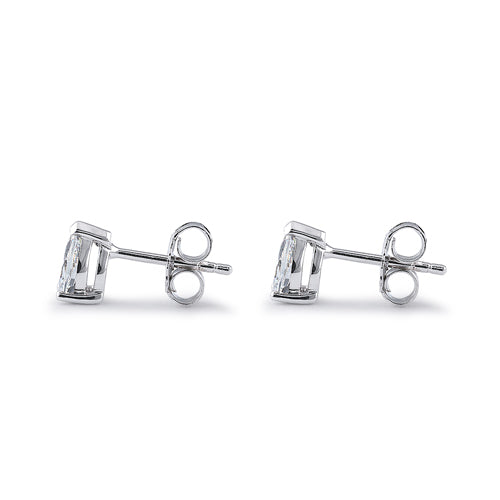 Sterling Silver 4X6mm Pear Cut Basket Setting CZ Earrings