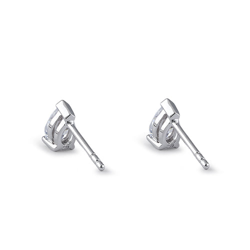Sterling Silver 4X6mm Pear Cut Basket Setting CZ Earrings