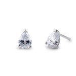 Sterling Silver 5X7mm Pear Cut Basket Setting CZ Earrings