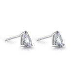 Sterling Silver 5X7mm Pear Cut Basket Setting CZ Earrings