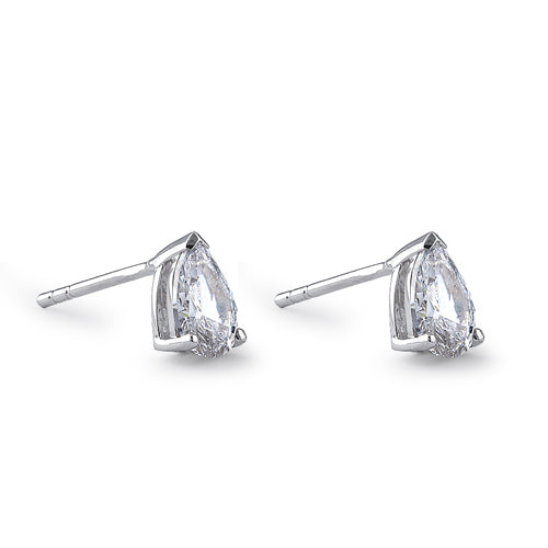 Sterling Silver 5X7mm Pear Cut Basket Setting CZ Earrings