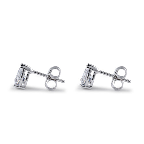 Sterling Silver 5X7mm Pear Cut Basket Setting CZ Earrings