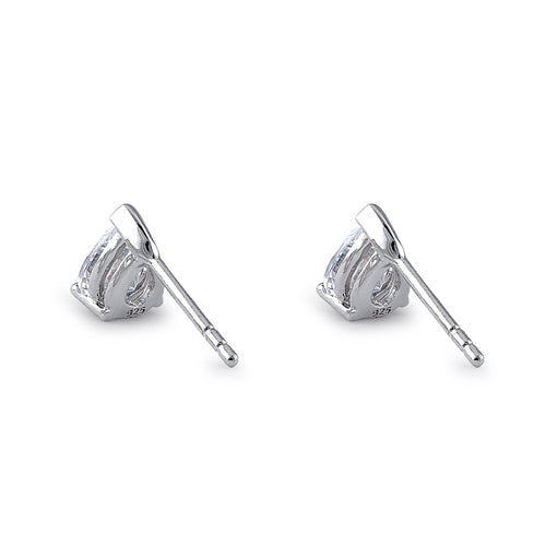 Sterling Silver 5X7mm Pear Cut Basket Setting CZ Earrings