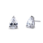 Sterling Silver 6X8mm Pear Cut Basket Setting CZ Earrings