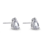 Sterling Silver 6X8mm Pear Cut Basket Setting CZ Earrings