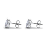 Sterling Silver 6X8mm Pear Cut Basket Setting CZ Earrings