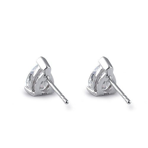 Sterling Silver 6X8mm Pear Cut Basket Setting CZ Earrings