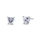 Sterling Silver 6X6mm Heart Cut Basket Setting CZ Earrings